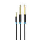 Stereo 3.5mm to Dual 6.5mm Male Audio Cable Y Splitter AUX Cord Cable 0.5m