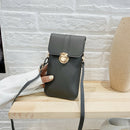 Women Touch Screen Phone Pouch PU Splicing PVC Crossbody Bag (Dark Grey)