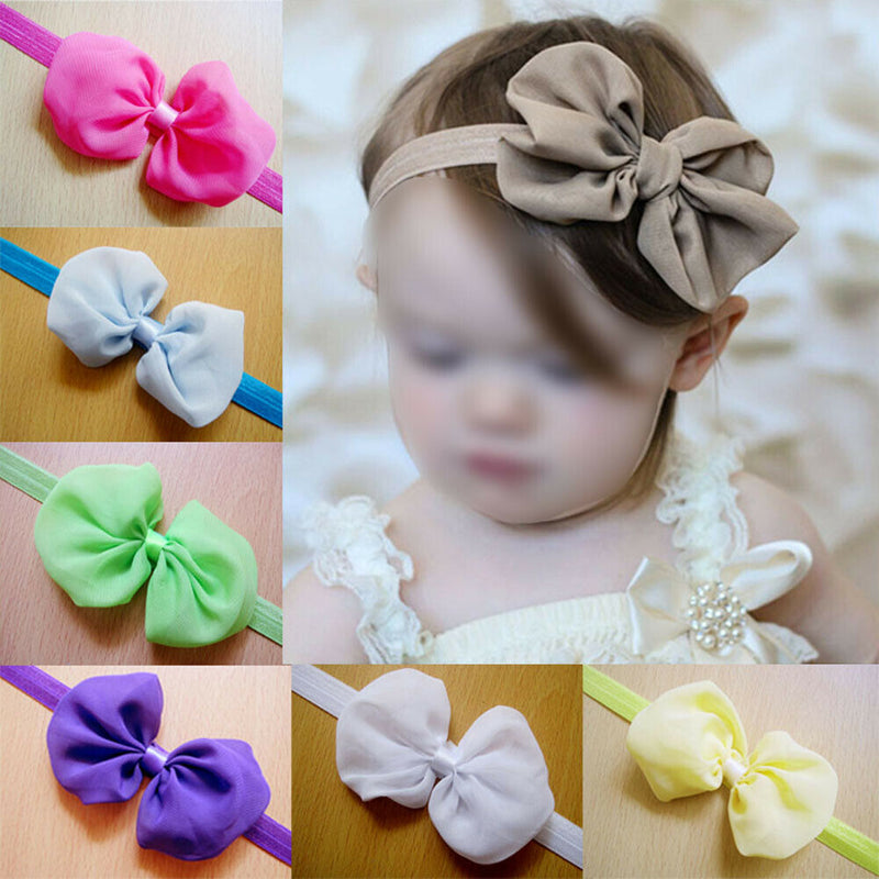 12pcs Kid Baby Girl Toddler Cute Chiffon Bowknot Headband HairBand Headwear