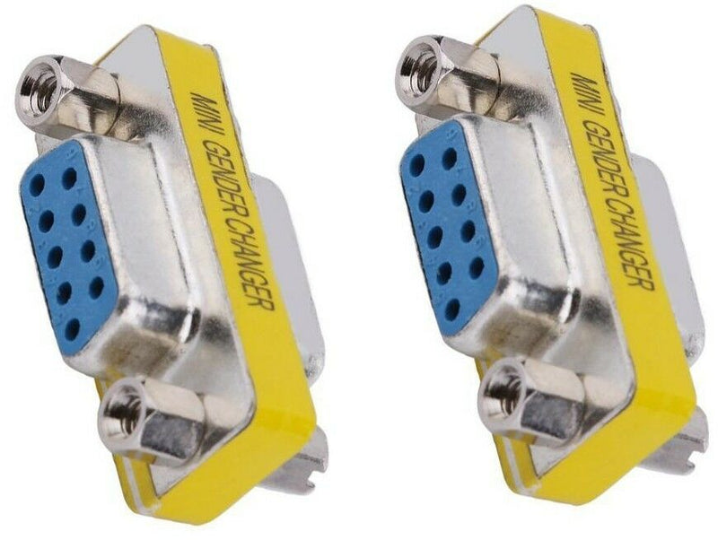 2pcs DB9 Female to Female Adapter Gender Changer Serial RS232 Coupler