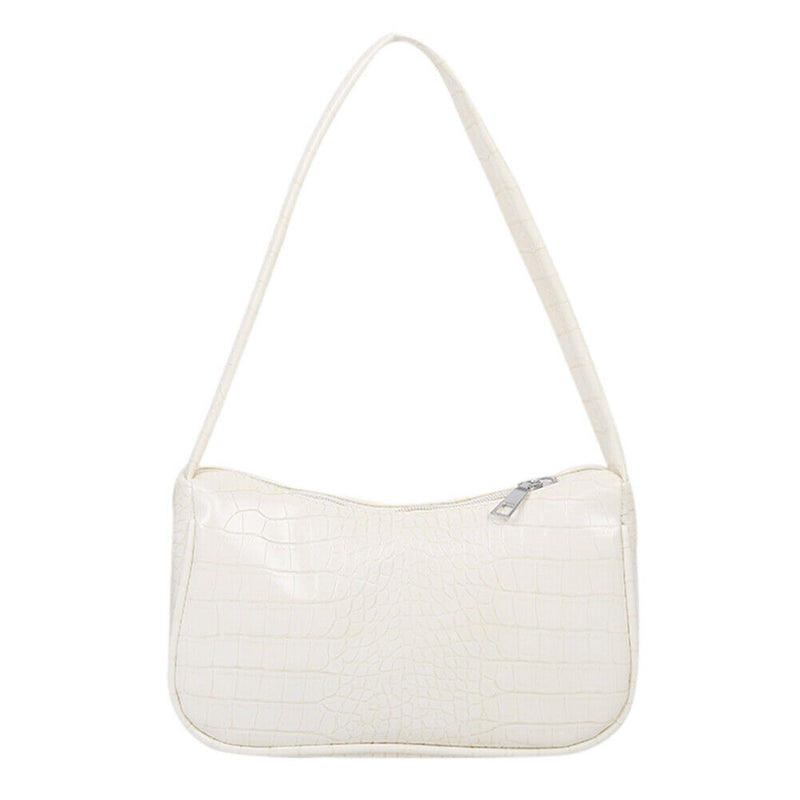 Retro Alligator PU Leather Handbag Women Casual Totes Shoulder Bag (Beige)