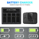 4 Channel Battery Charger with USB Type C Cable for GoPro Hero 8 7 6 5
