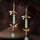 National Wind Earrings Retro Art Earrings Bamboo Knot Dongling Jade Earring