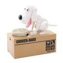 White Electronic Cartoon Robot Dog Money Box Money Bank Automatic Shawl Coi