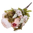 1Bouquet 8 Heads Artificial Peony Silk Flower Leaf Home Wedding Party Decor