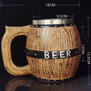 Wood Mug Beer Coffee Mug Tea Cup Wooden Barrel Beer Mug Steel
