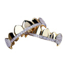 Crystal Rhinestone Teeth Grills Caps with 6 Top and 6 Bottom Grill Set Hip Hop