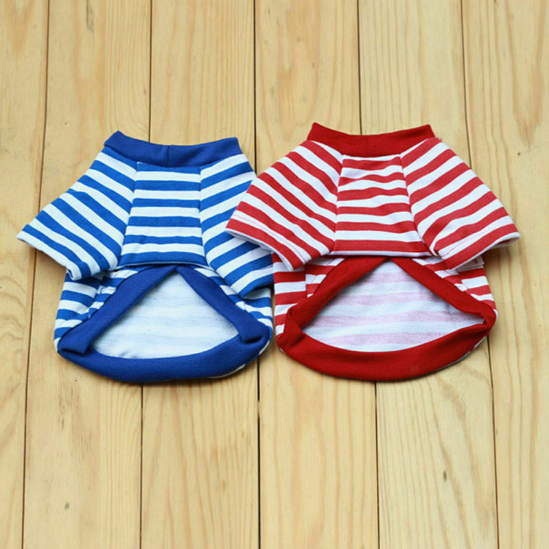 2x Dog Pet Soft Puppy Coat Stripe Top T-shirt Cute