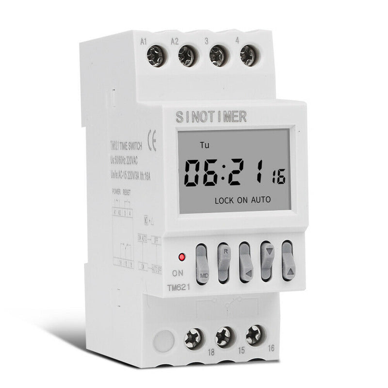 TM621 LCD Display Time Digital Timer Switch DIN Rail Weekly Programmable Power