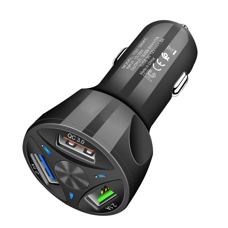 Black 7A Portable 3 USB Ports Car Charger + Charging Cable For DJI Mavic Mini