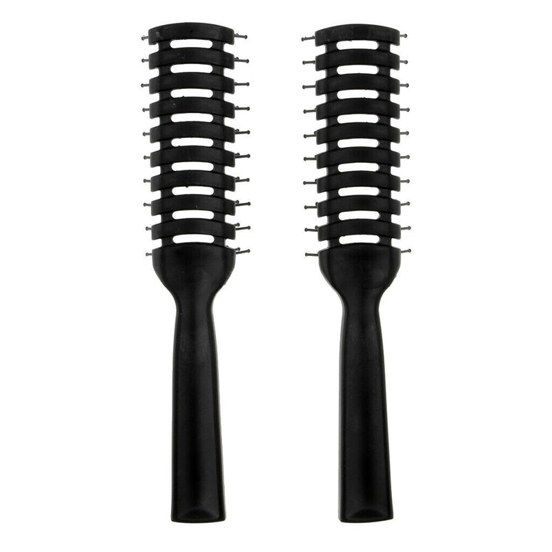(Pack 2) 7.7'' Plastic Black Handle Ribs Hair Comb Brushes, Hair Comb for