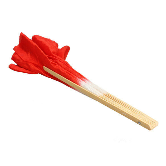 Chinese Folk Art Silk Veil Bamboo Short Dancing Red Fan for Belly Dance
