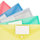 25 Pack Plastic Clear Document Folder with Label Pocket/Snap Button Closure