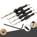 4Pcs 5 Flutes HSS Countersink Drill Bit Set Woodworking Carpentry Tool 6-12