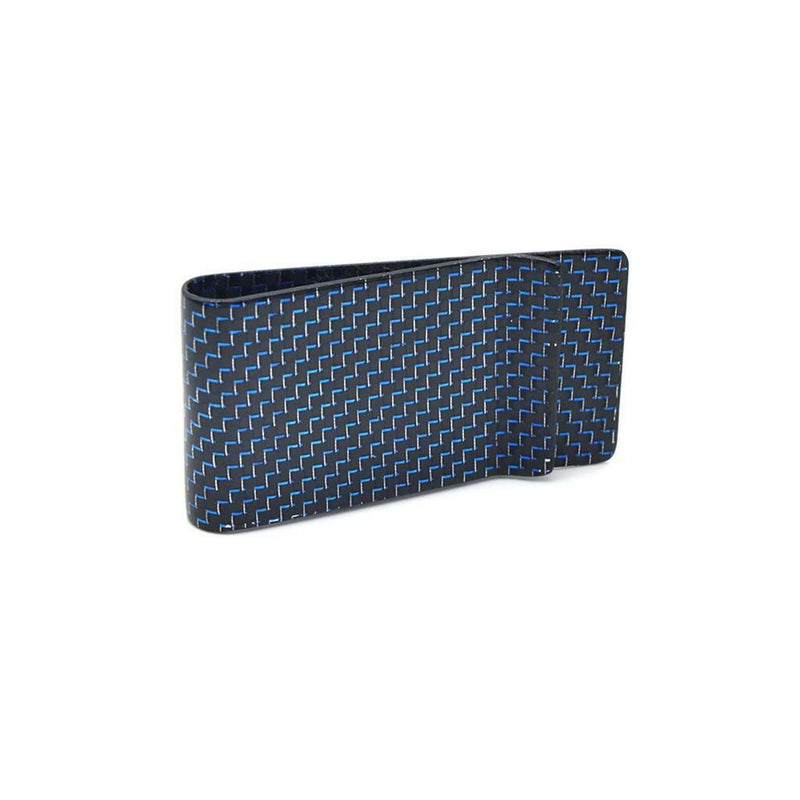 Money Clip Carbon Fiber Holder for 30 Folded Bills or Around 15 Cards Blue