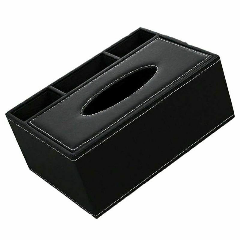 Leather Tissue Box Remote Control Holder Multifunctional Desktop Organizer PX1N6