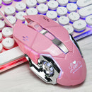 X500 Wired LED Light 6 Button 3200 DPI Optical Usb Gaming Mouse for PC -Pink