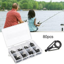 80Pcs/set Sea Fishing Rod Pole Guide Tip Top Ring Eye Repair Kit Stainless Steel