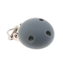 Cute Baby Pacifier Round Silicone Soother Clip Metal Holders Clasp  Gray