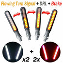 4Pcs Motorcycle Sequential Flowing LED Turn Signal Indicator + DRL + Stop LSEAU