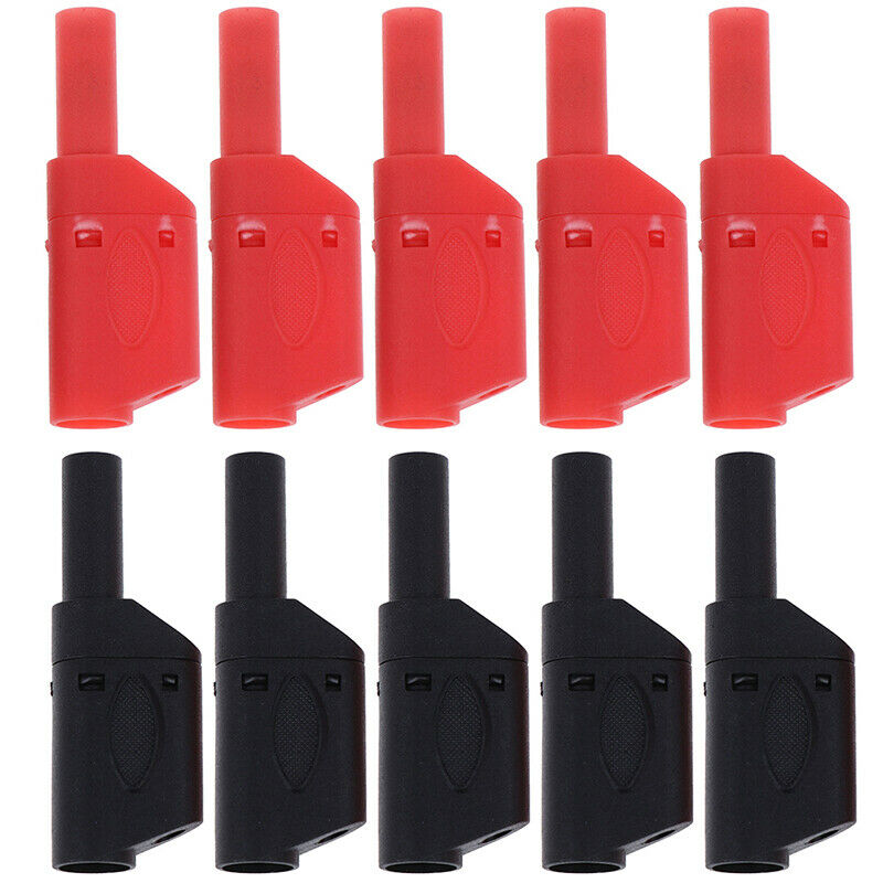 10Pcs Safety 4mm Male Stackable Banana Plug Connector Shrouded Fully Insulat3C