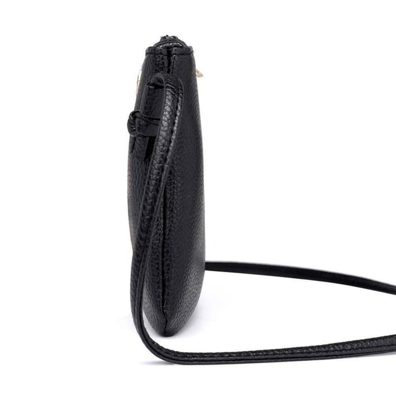 Women PU Leather Crown Shoulder Bags Zipper Casual Crossbody Bags/Black