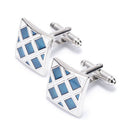 New Classic Blue Lattice Men's Cuff Links mens Wedding party Gift Cufflinks  Z