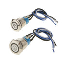 2pcs 12V LED on-Off Stainless Steel Push Button Dash Panel Bulb Light Switch
