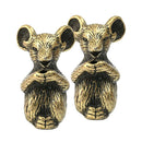 2pcs Brass GoldenFeng Shui Statue Chinese Zodiac Animal Mouse/Rat Birthday Gift