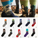 Men's Funny Colorful Patterned Middle Cut Crew Sports Casual Socks 2 Pairs