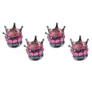 4 x Car Crown Diamond Tyre Tire Wheel Stem Air Valve Dust Cover Screw Cap Pink
