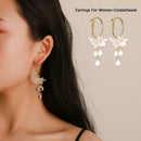 Crystal Flower Dangle Ear Hook Women Elegant Drop Earrings Alloy Jewelry