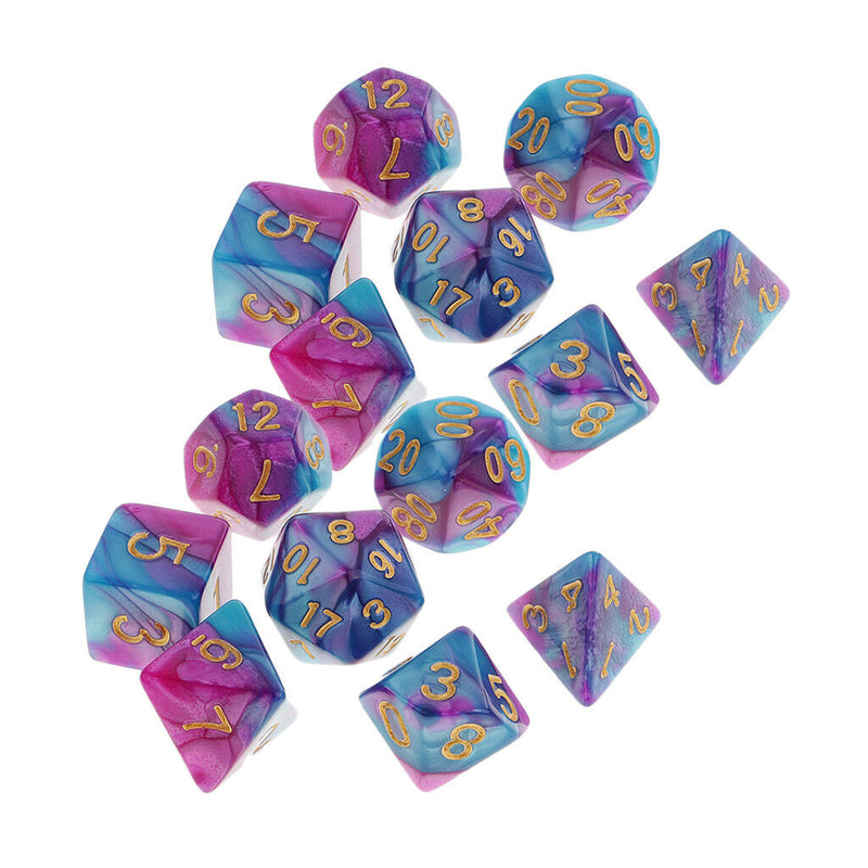 14Pcs Polyhedral Acrylic TRPG Dice D4-D20 Set for DND MTG Table Game Props