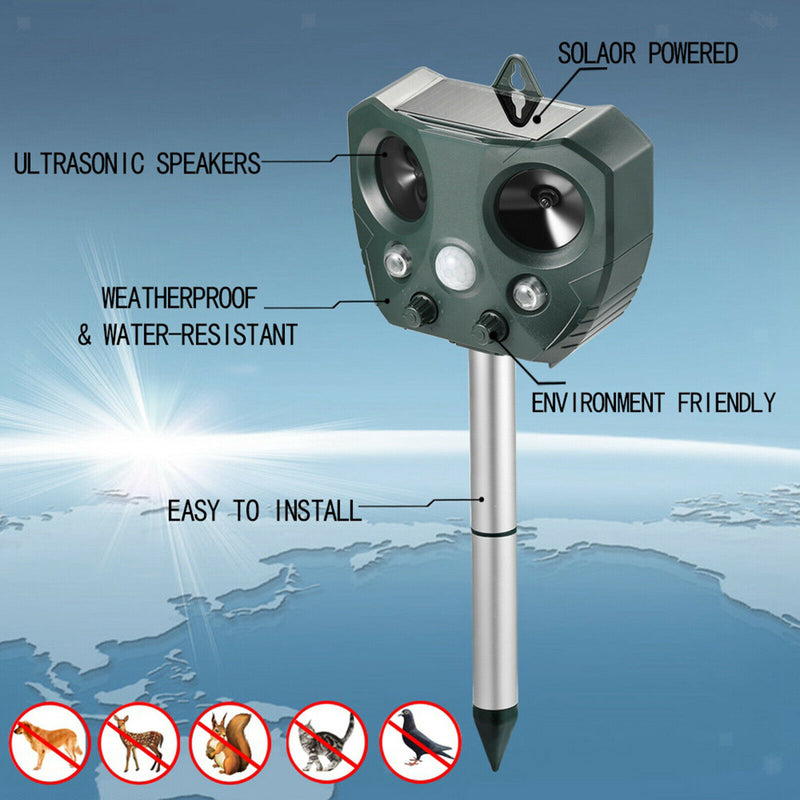 Solar Powered Animal Repeller Garden Squirrel Cat Dog Scarer Deterrent