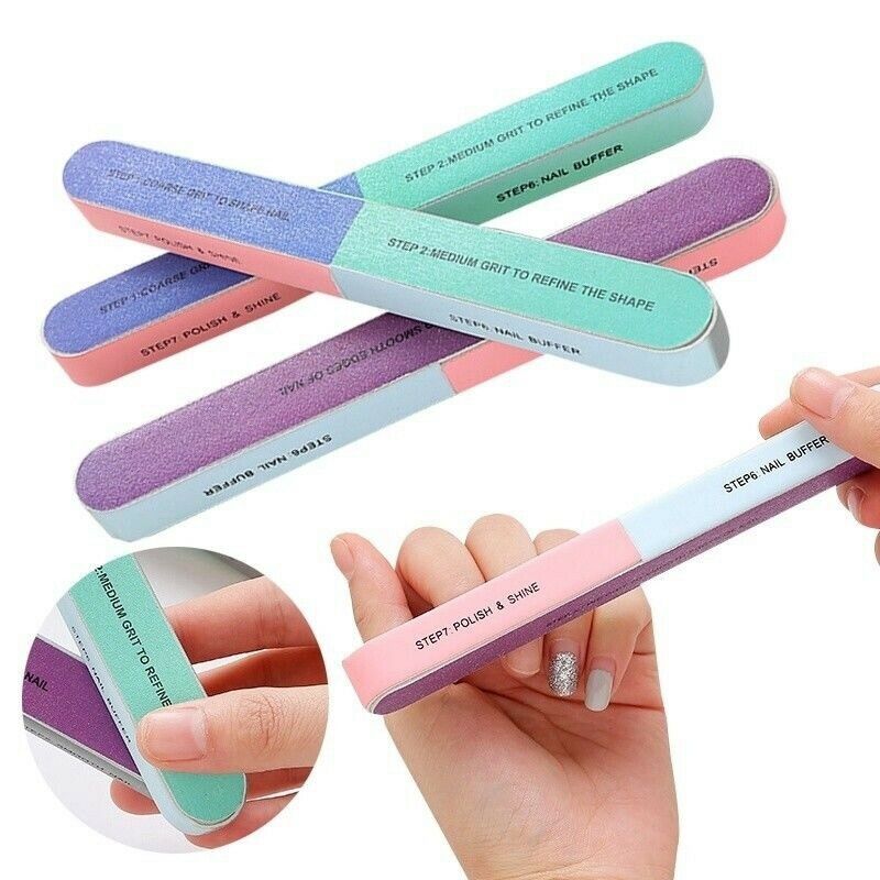 5Pcs/Set Seven-Sided Polishing File Nail Tool Creative Printing Nail File S C4Z7