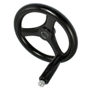 Black 18mm x 200mm 3 spoke handwheel with rotating handle A5H2