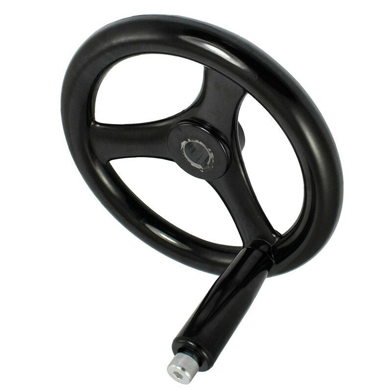 Black 18mm x 200mm 3 spoke handwheel with rotating handle A5H2
