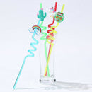 4pcs Drinking Straws Cartoon Owl Rainbow PVC Straws Hawaii Party Table Decor