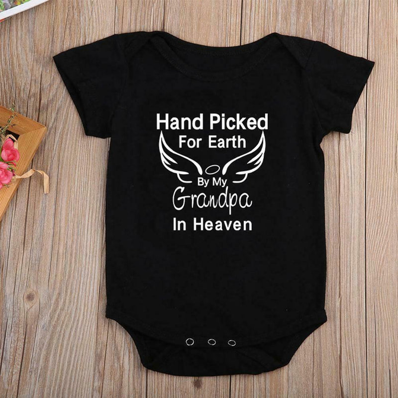 Summer Print Baby Boys Girls Romper Short Sleeve Sunsuit (Black 9-12M) A