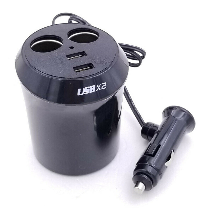 Cup Shape 2Way Car Cigarette Lighter Socket Dual USB Charger Splitter Adapter l-