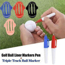 3Pcs Golf Ball Triple Track 3 Line Marker Stencil Marking Alignment Tool Kit Set