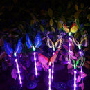 3 Pack Solar Stake Multi Color Changing LED Lights Butterflies Fiber Optic A8B5