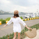 Summer Handmade Bags Women Pompon Beach Weaving Ladies Straw Bag Wrapped Be I9H2