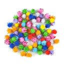 100x Colorful Sparkly Glitter Tinsel Pompom Balls Small Pom Ball Pet Cat Toys