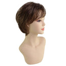 Fashion Short Medium Wigs Brown Straight Wavy Women Full Fluffy Hair Synthetic