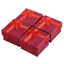 24 Pcs Ring Earring Jewelry Display Gift Box Bowknot Square Case red