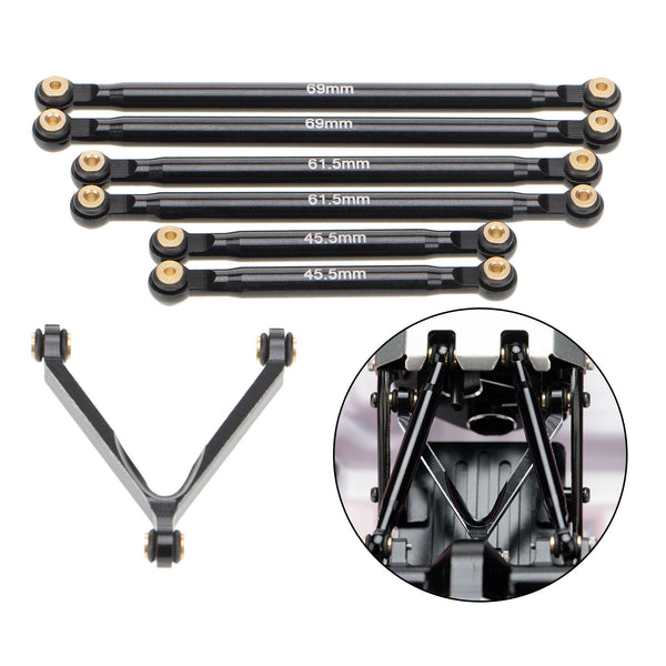 7pcs 1:24 RC Aluminum Alloy Rod Link Linkage, 133mm Wheelbase for Axial SCX24