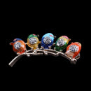 Colorful Enamel Five Birds Brooch With Crystal Rhinestones Collar Clip Dres