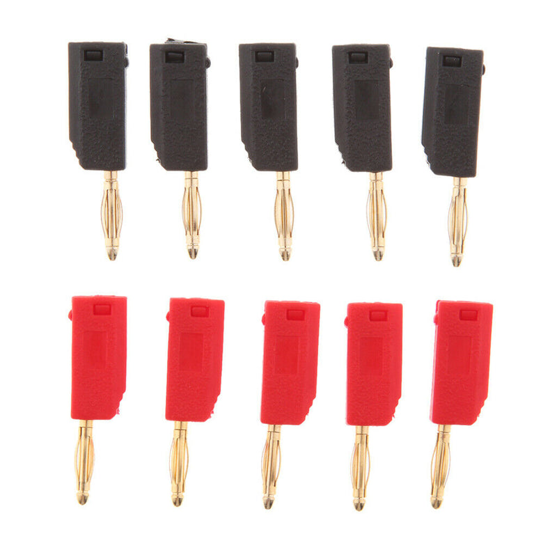2mm Banana Unshrouded Stackable Plug Red Connector Insulated Black/Red 10PCS