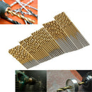 50Pcs 1/1.5/2/2.5/3mm Titanium Coated HSS High Speed Steel Drill Bit Hand ToolME